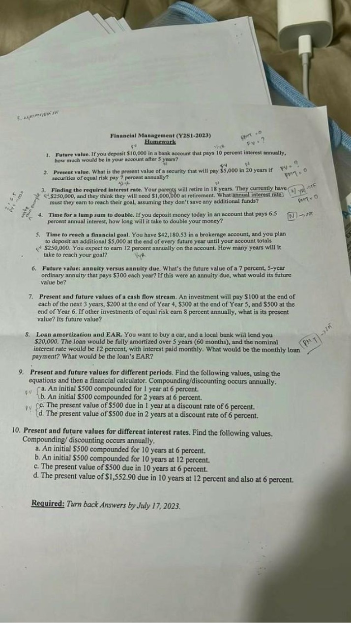 Y2S1-2023 Financial Management Homework