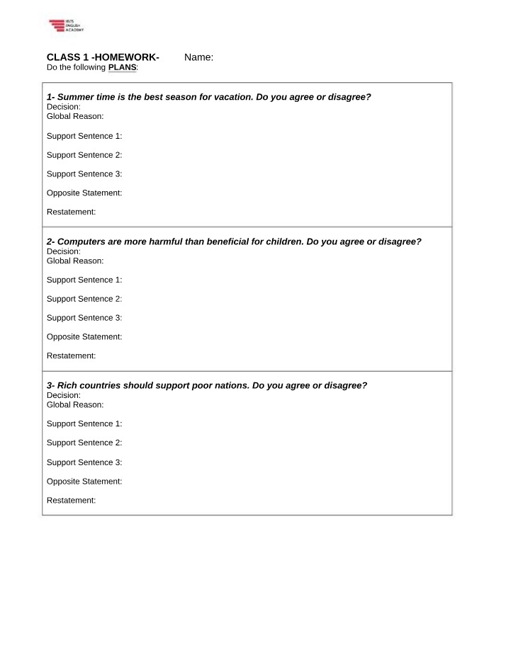 Class 1 Homework Assignment