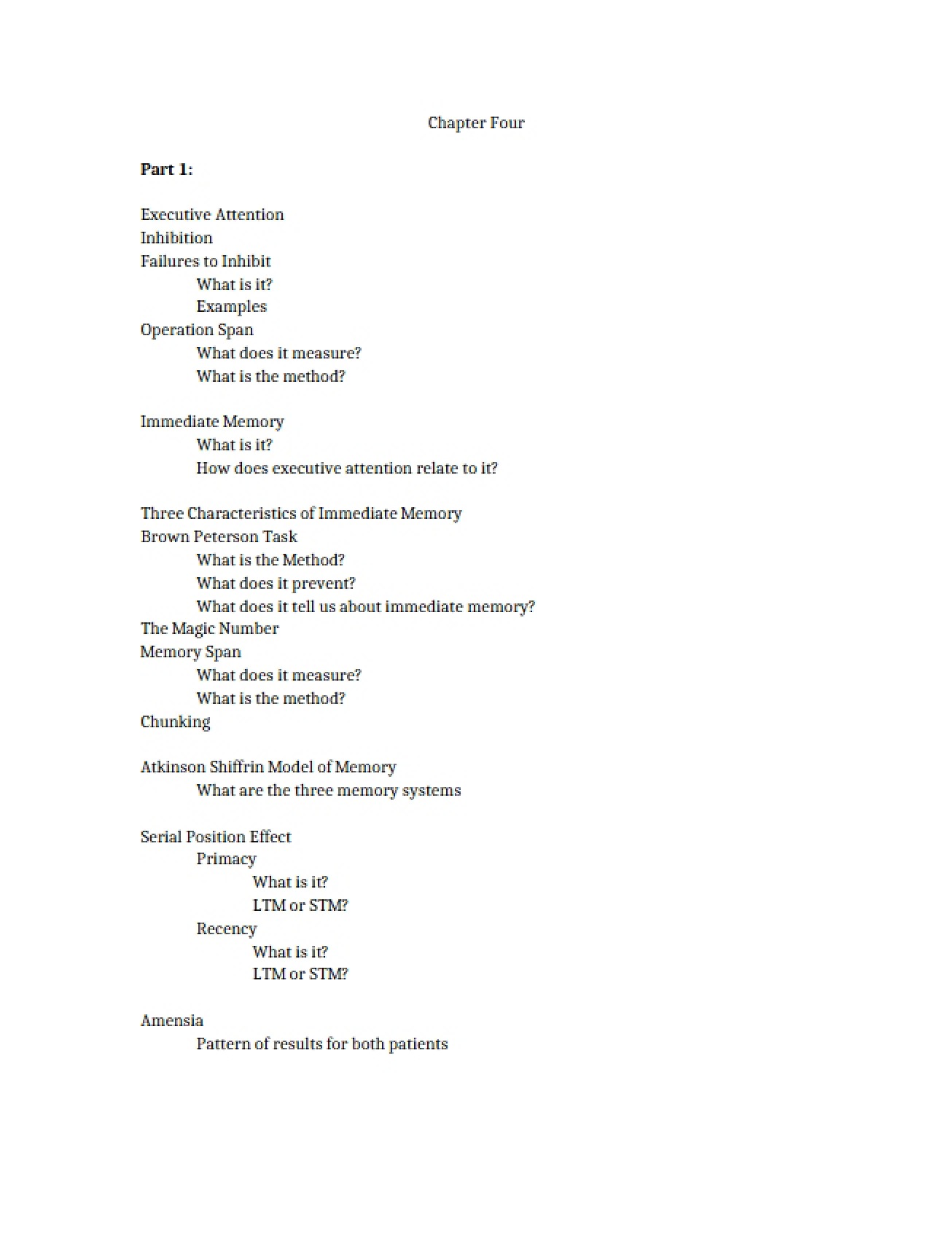 Psychology Chapter Four Summary
