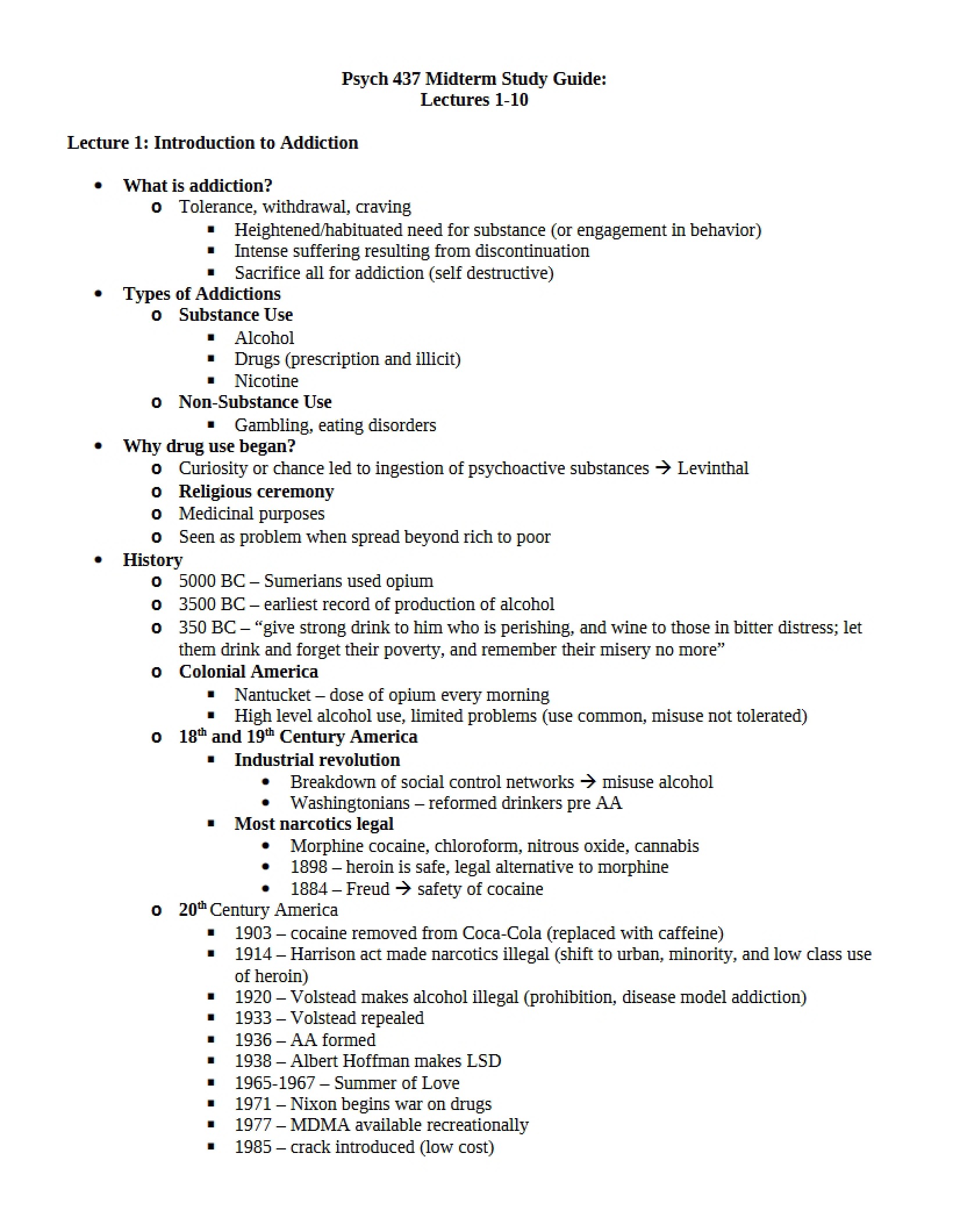 Guide for Midterm Study
