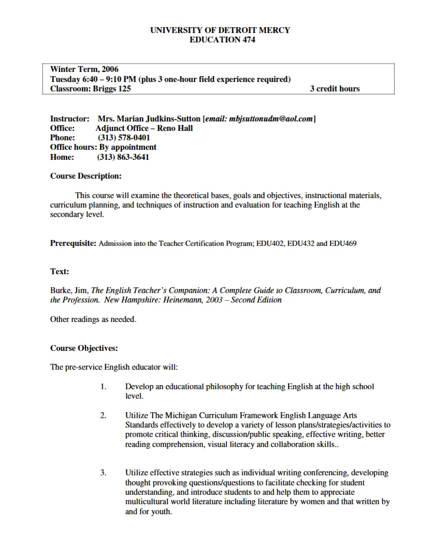 Course Syllabus Document