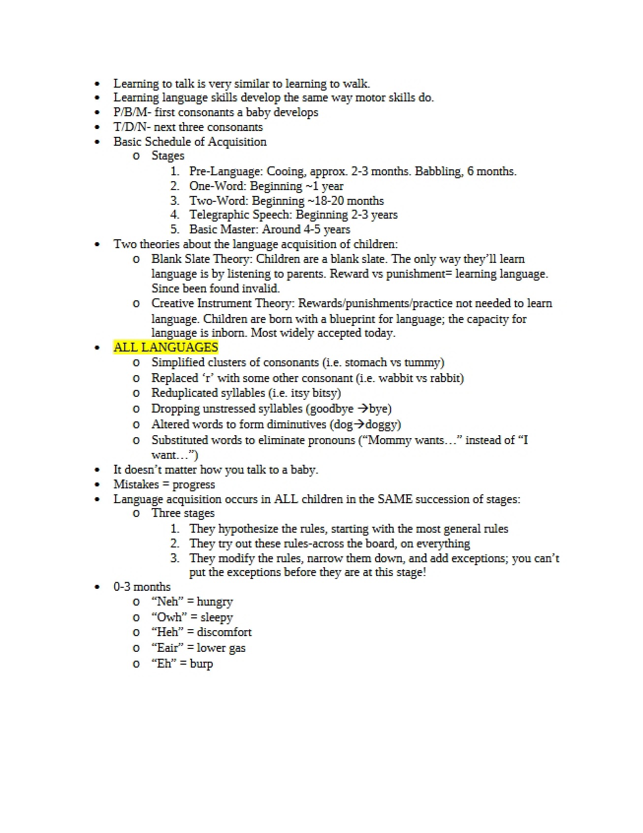 Nature of Language Notes