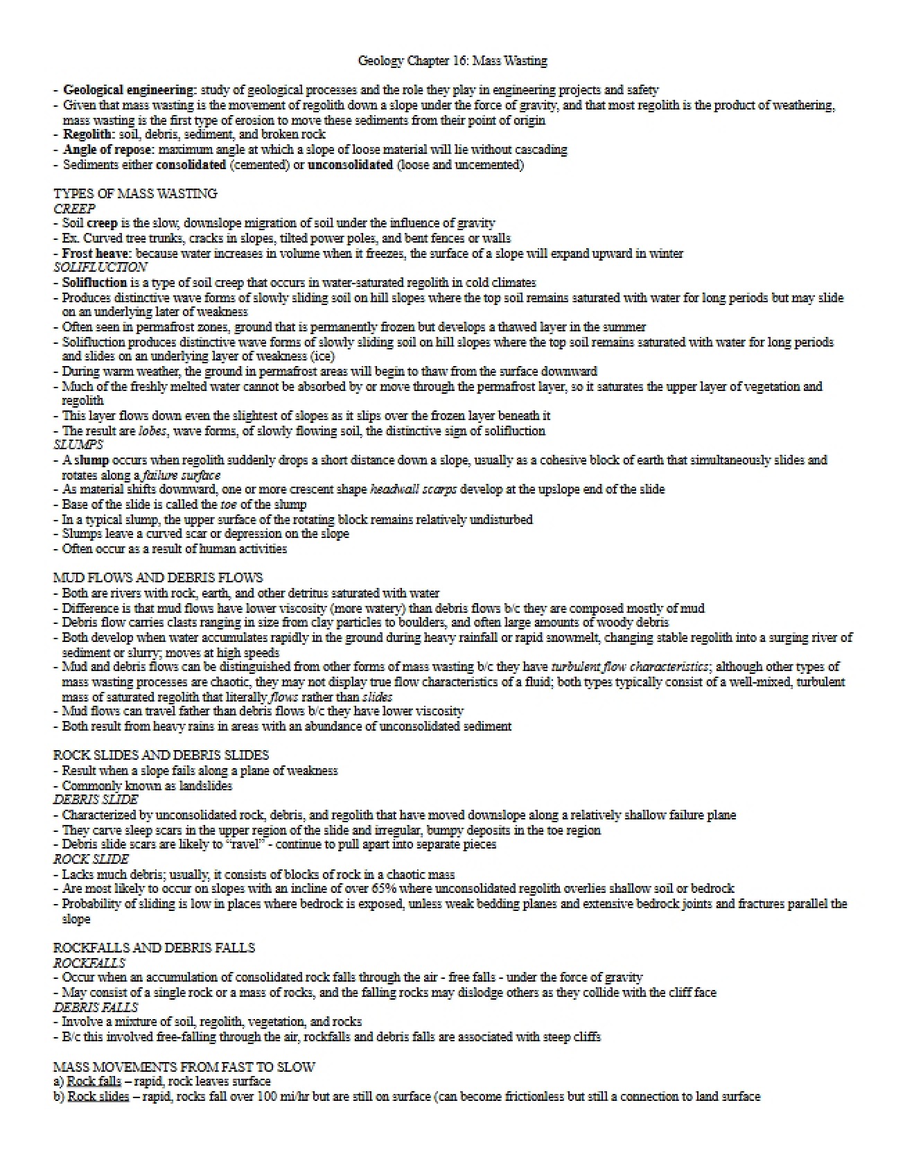 Mass Wasting Chapter 16