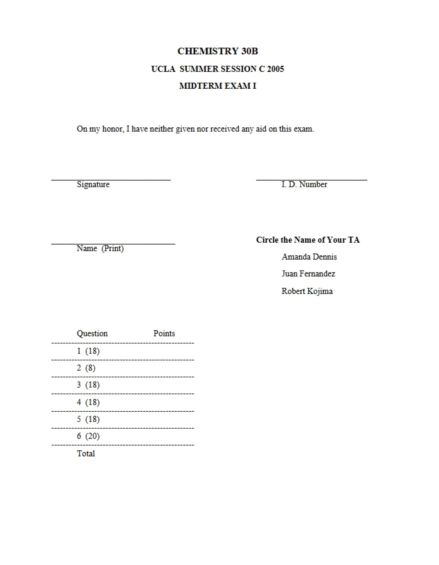 2005 First Exam