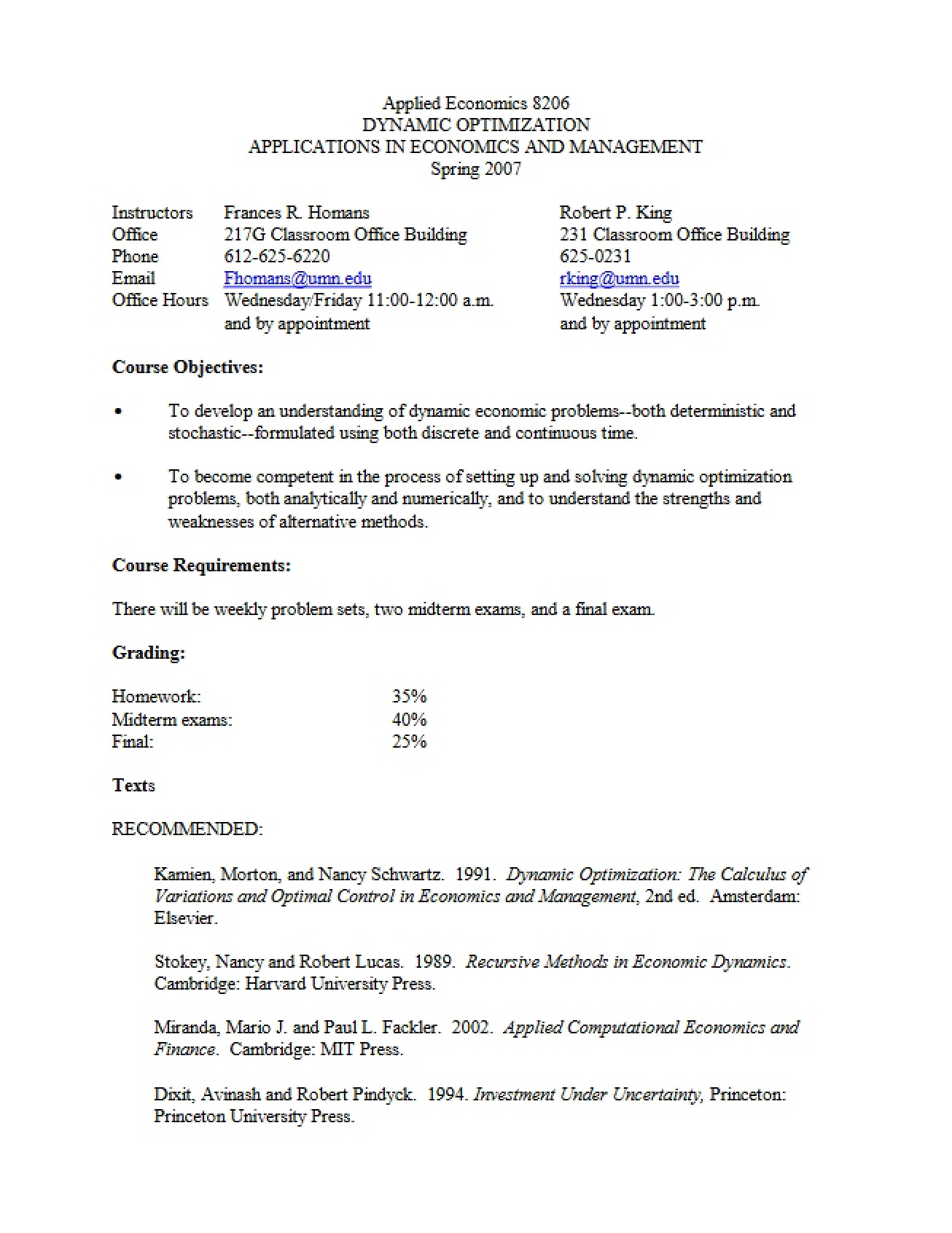 Syllabus Applied Economics 8206