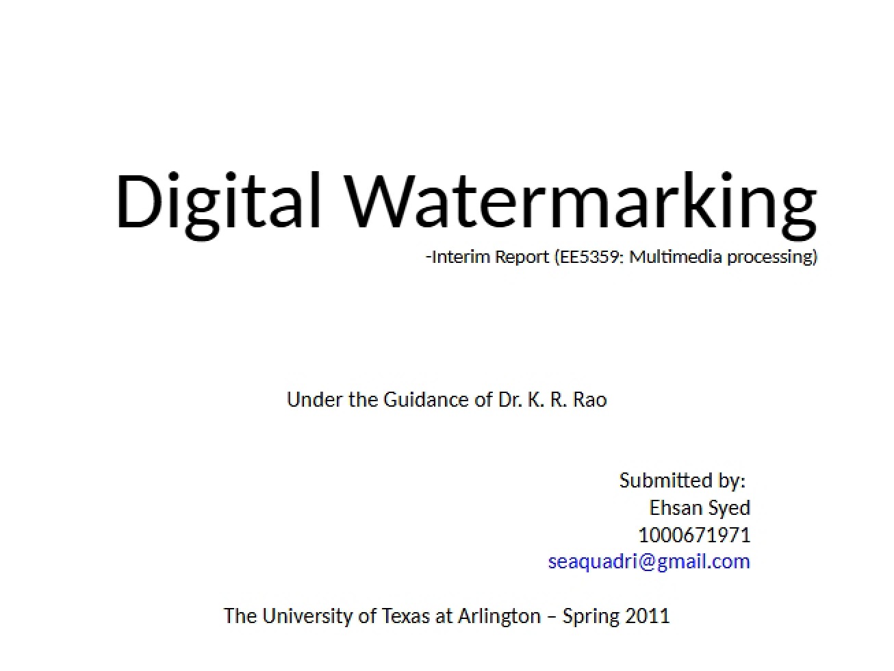Notes on Digital Watermarking