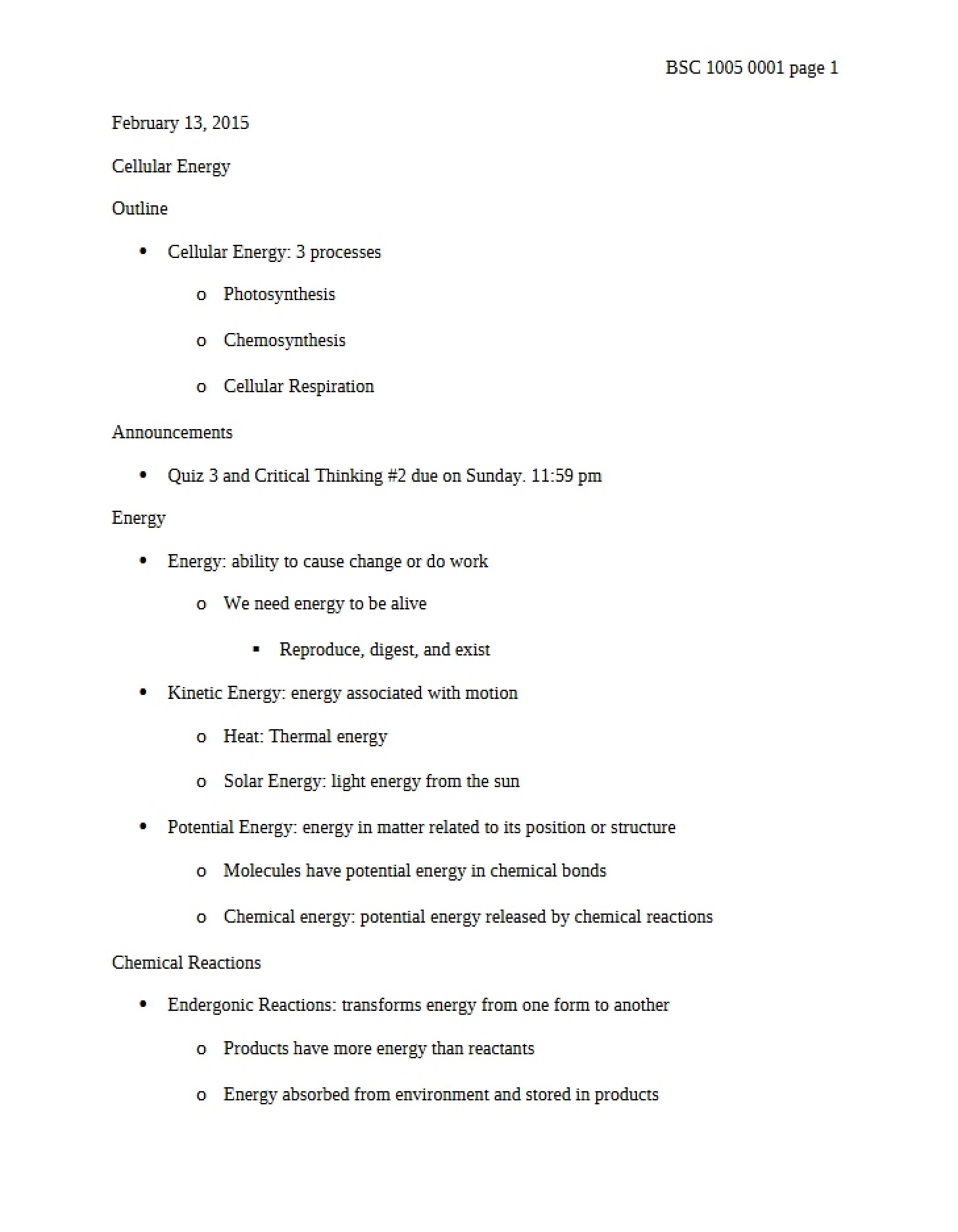 Energy in Cells