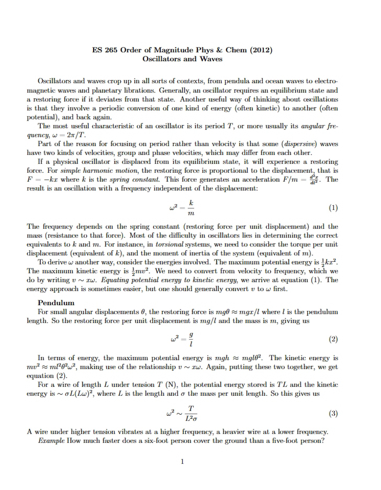 Waves and Oscillators
