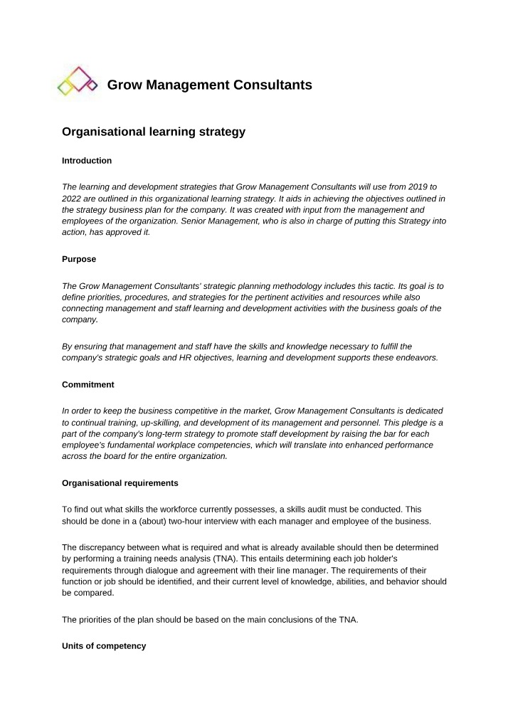 Grow Management Consultants - Effective Organisational Learning Strategies