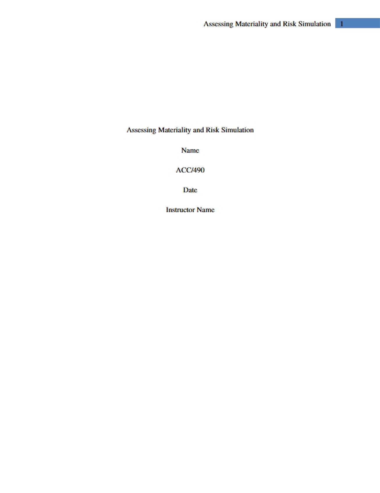 Assessing Risk and Materiality Simulation