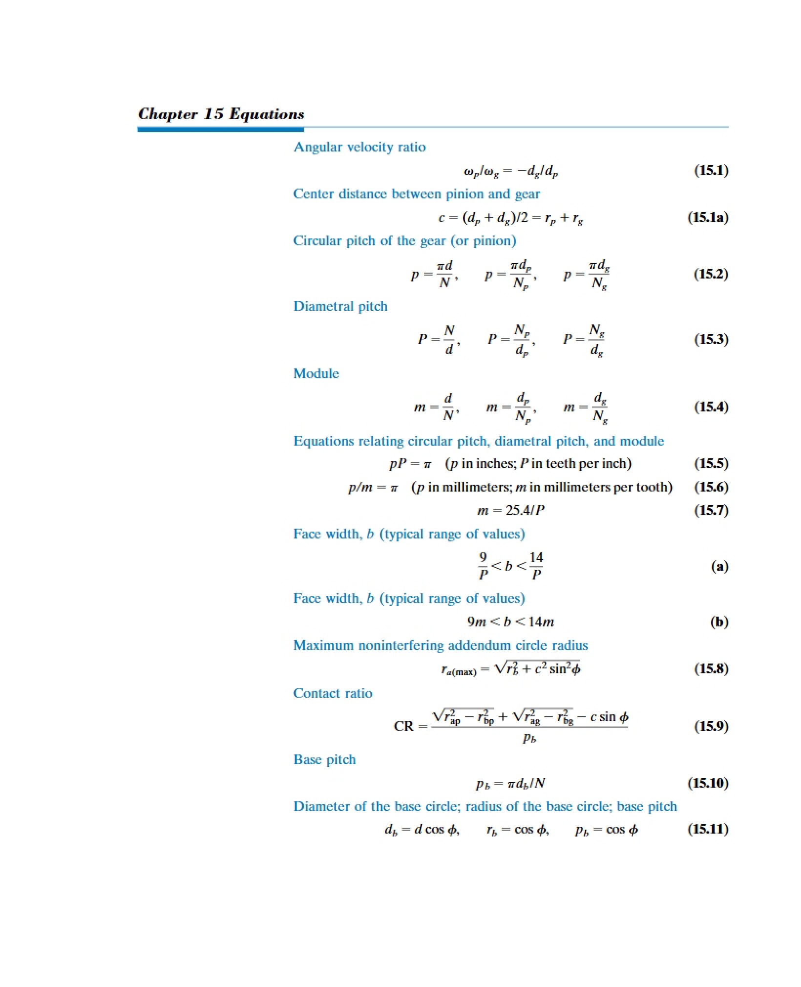 MECH 325 Equations