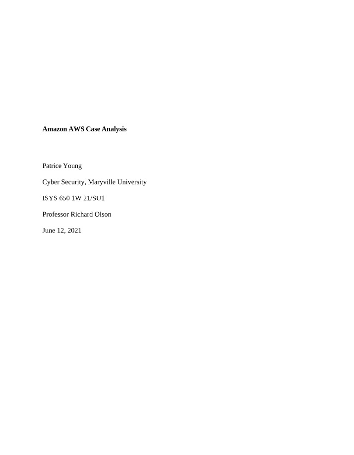 Case Analysis - Amazon AWS