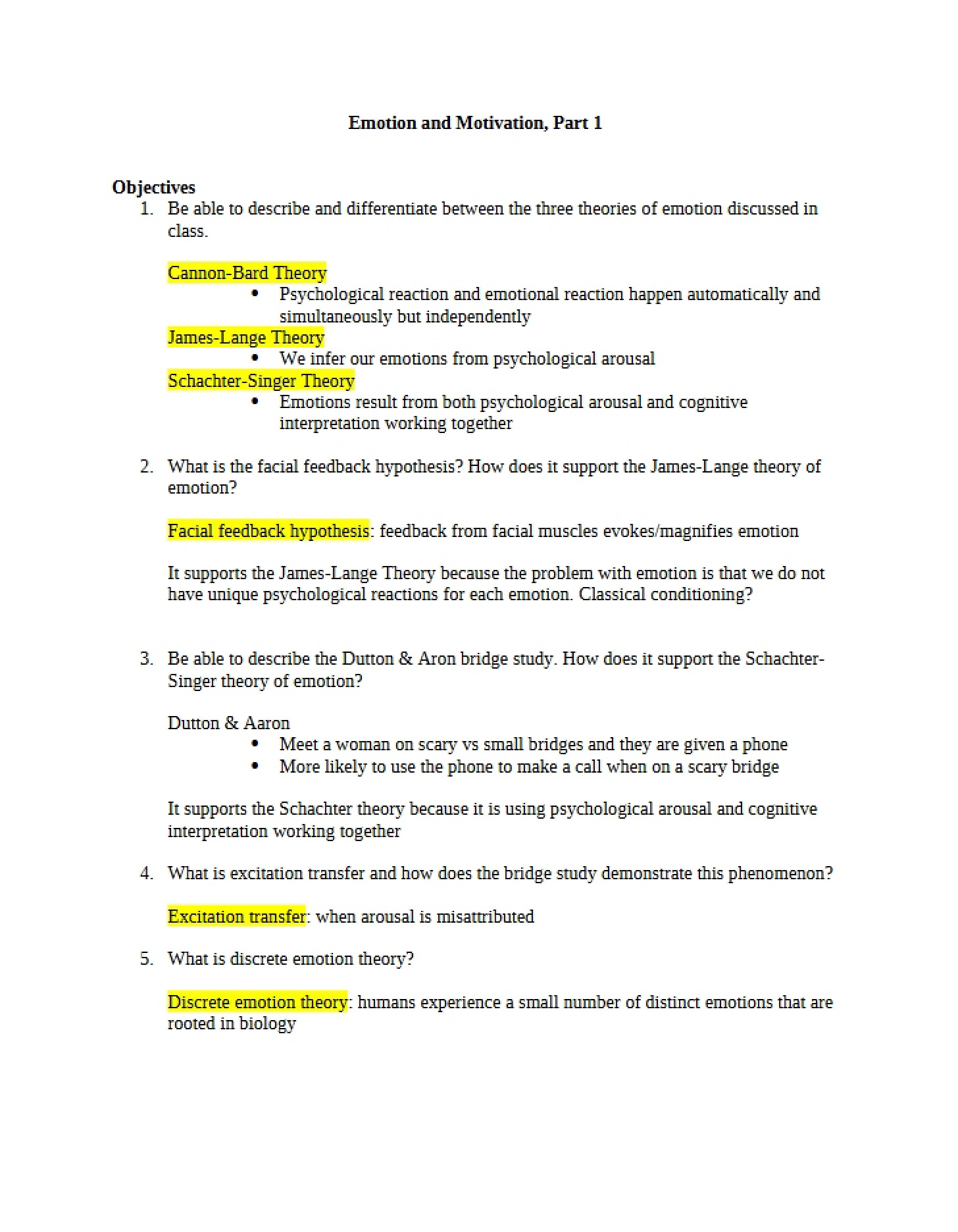 Concepts of Emotion and Motivation