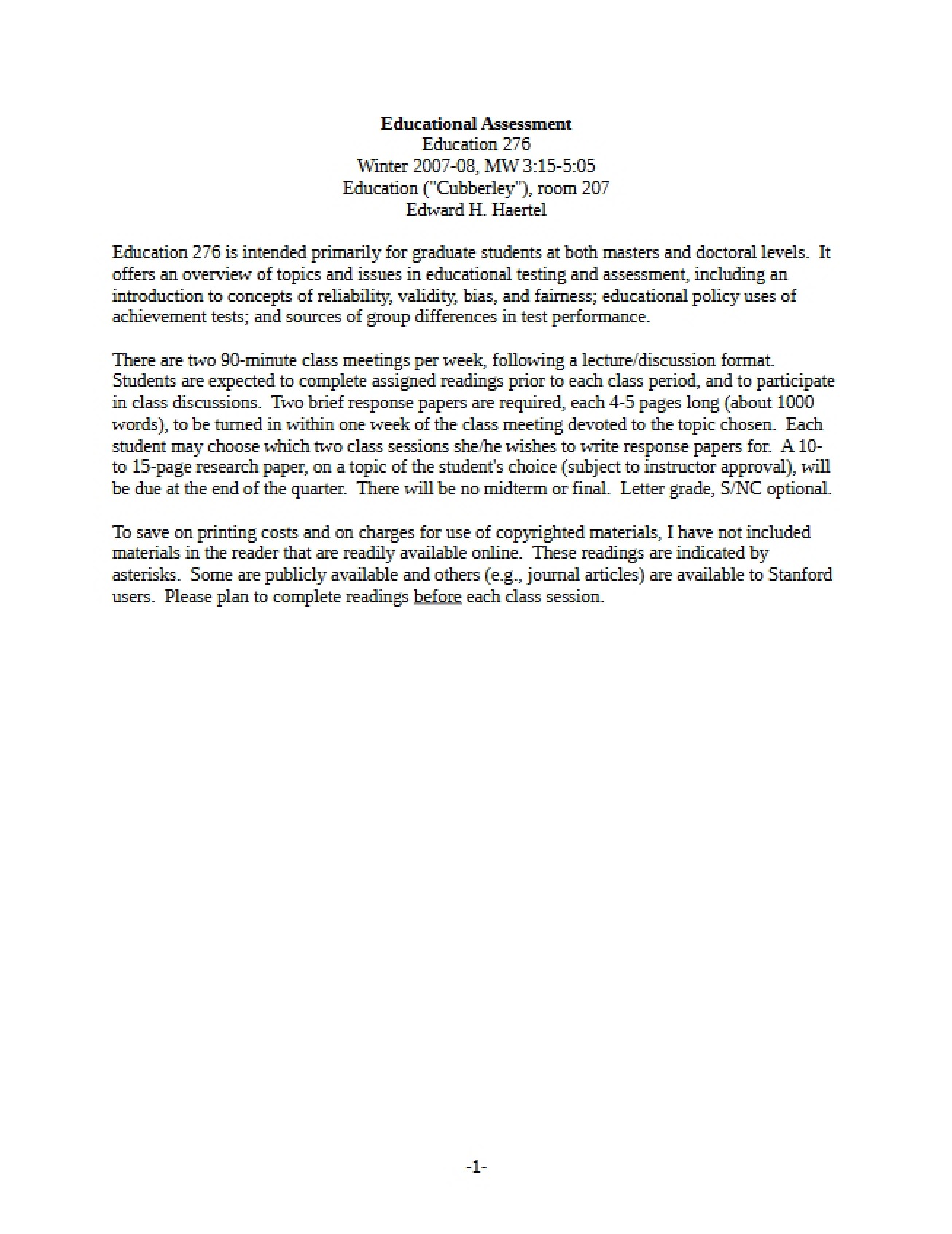 Introduction to the Field of Educational Assessment