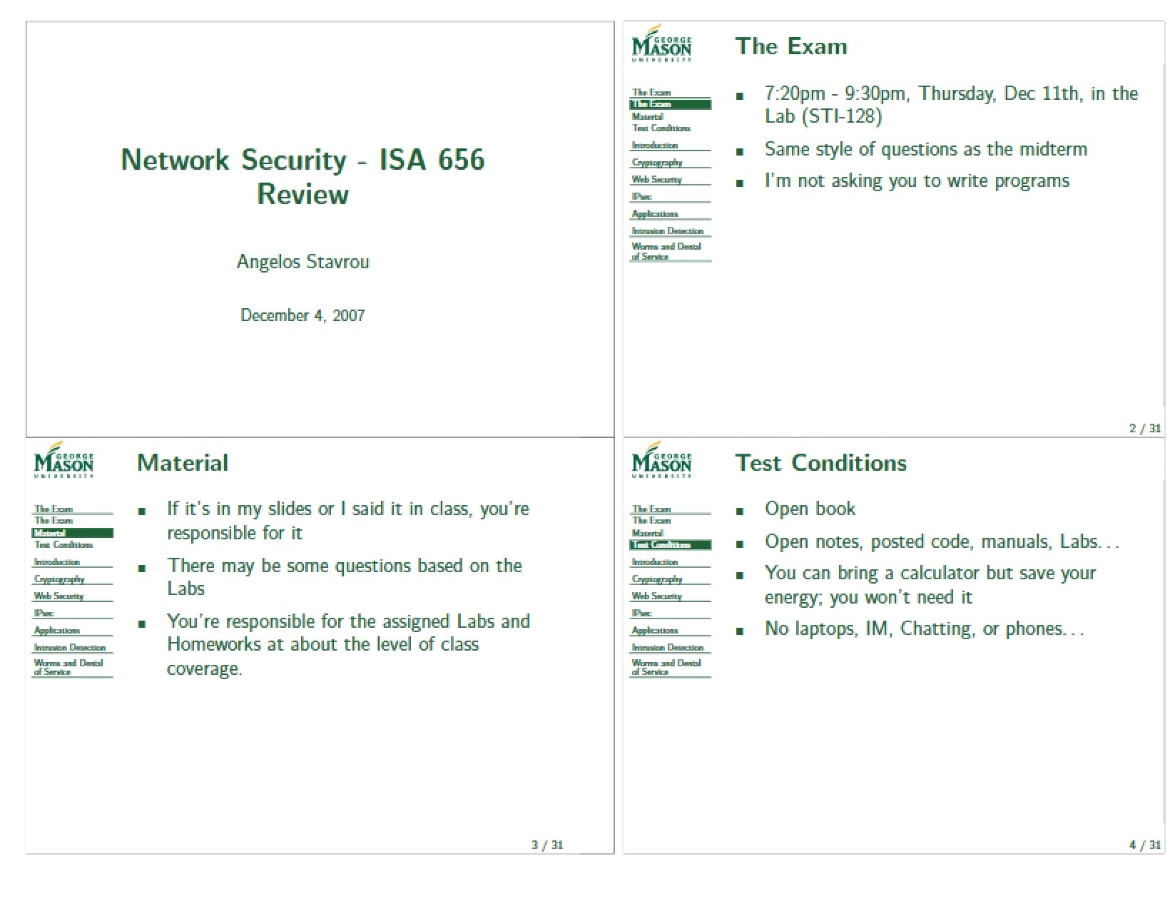 Review of Network Security