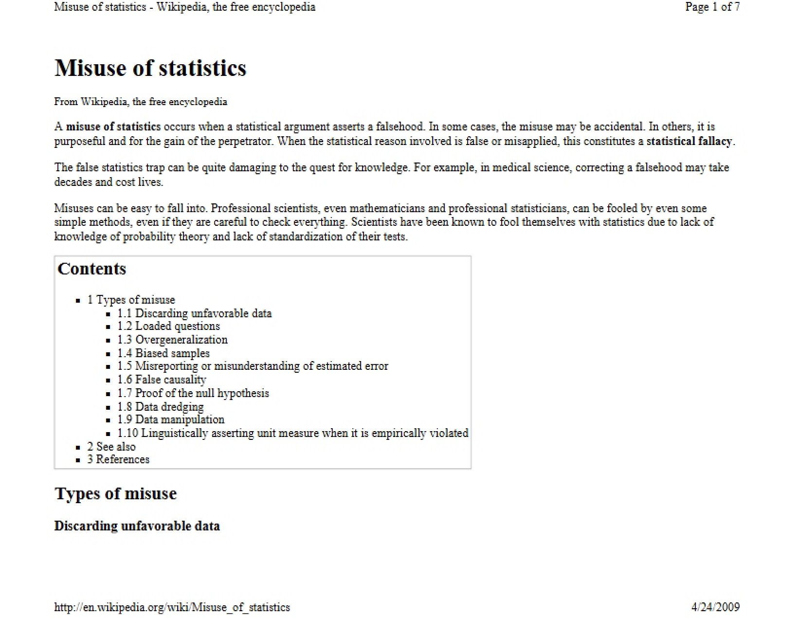 Statistics Misuse