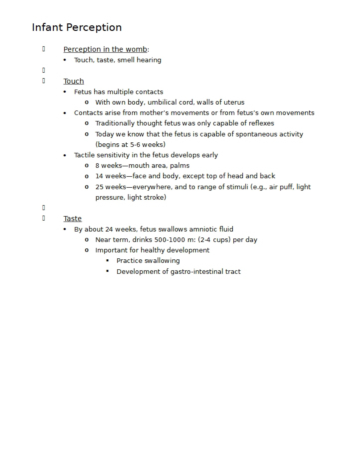 Infant Perceptual Systems