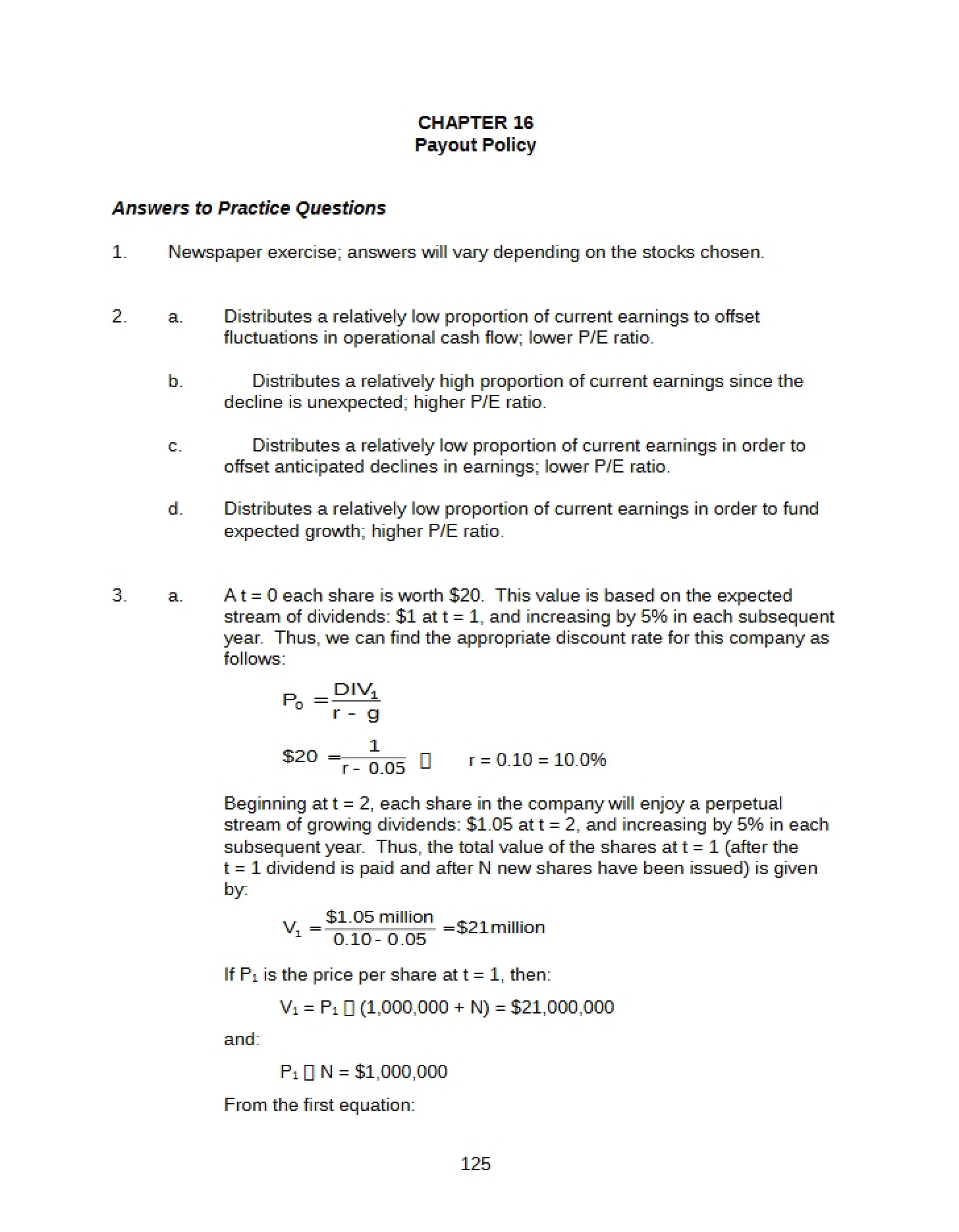 Policy of Payouts