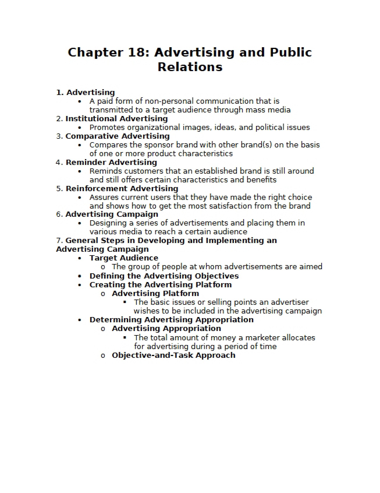 Advertising and Public Relations, Chapter 18