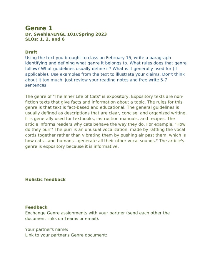 ENGL 101 - Genre 1 Assignment