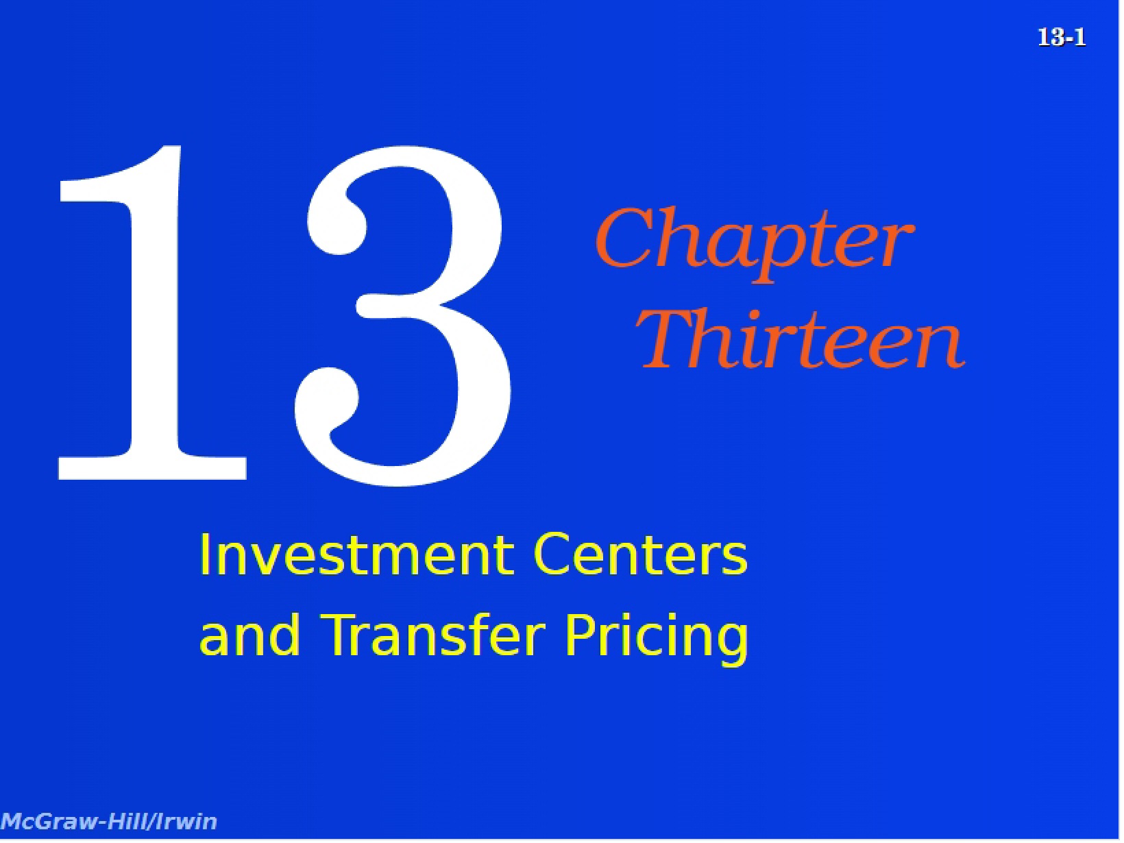 Transfer Pricing and Investment Centers