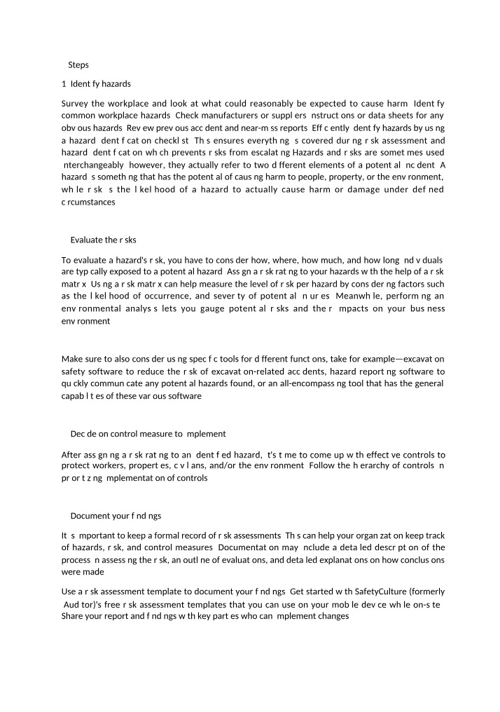 Workplace Hazard Identification and Risk - 5 Steps