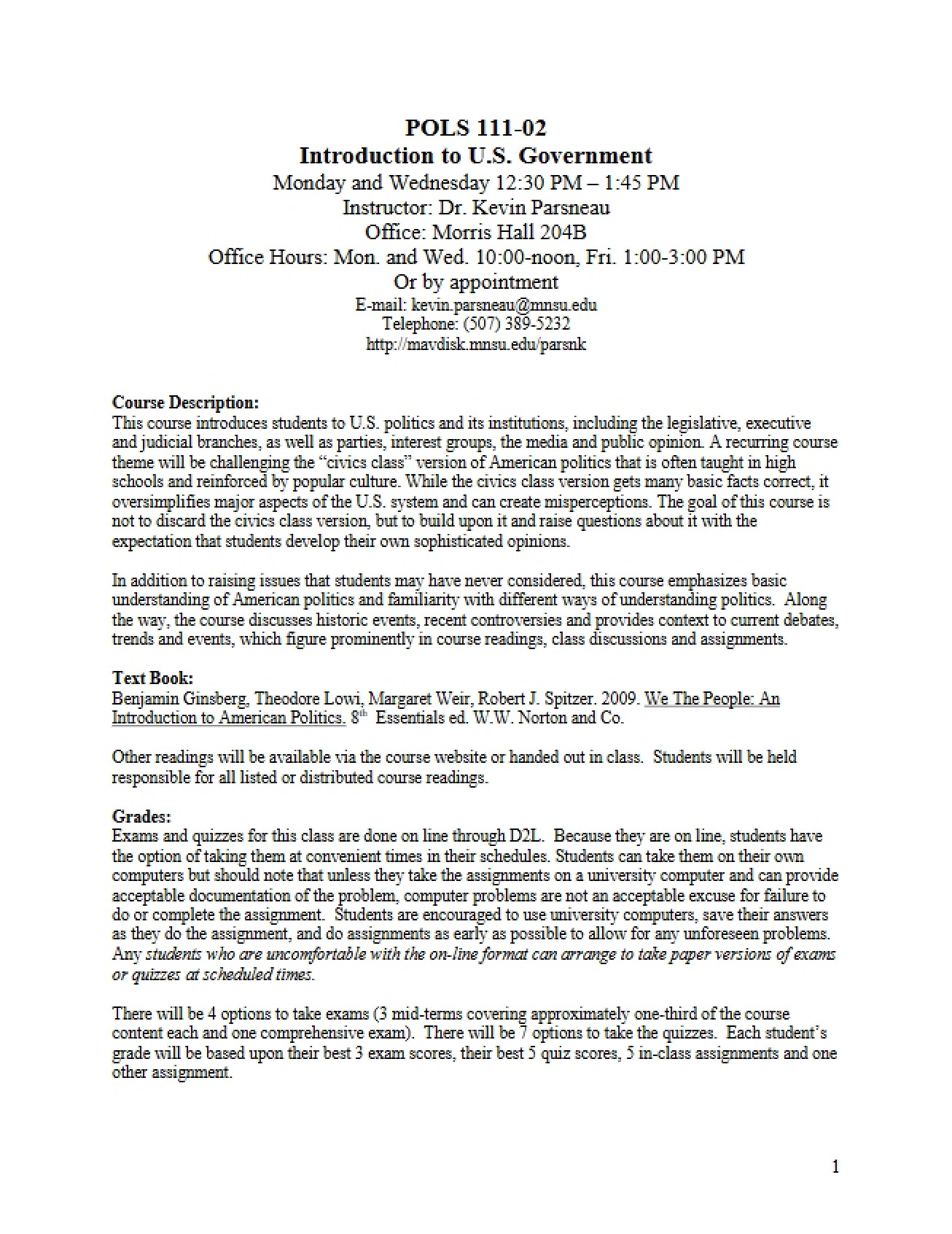 POL 111 Course Syllabus