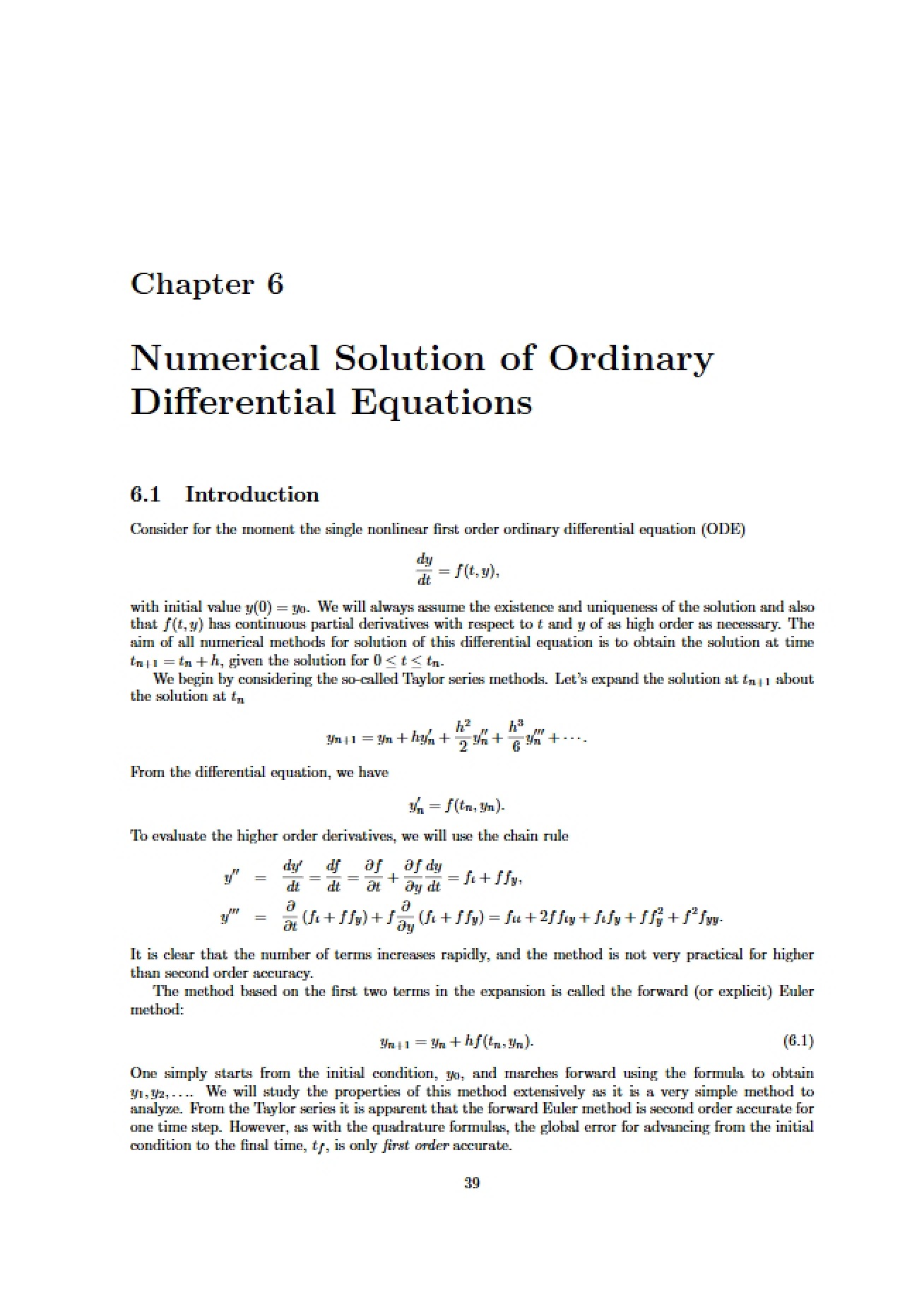 Numerical Solution of Ordinary Differential Equations