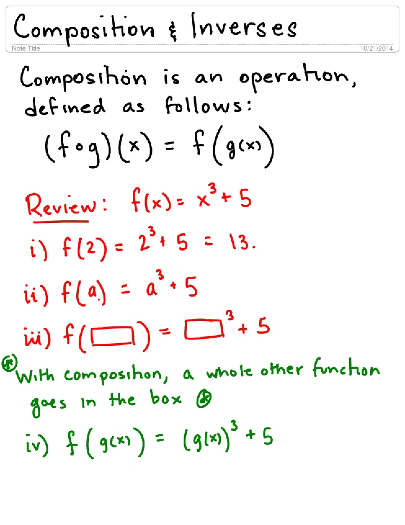Collection of Notes for a College Algebra Course