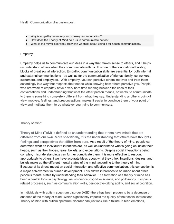 Discussion Post on Health Communication