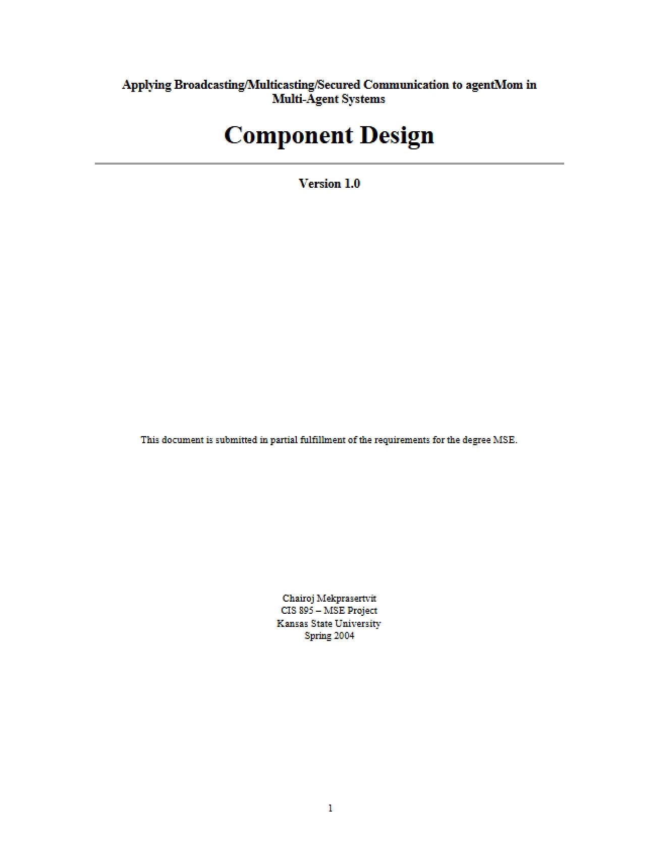 Introduction to the Design of a Component