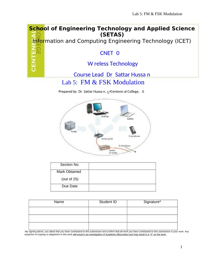 Wireless Technology Lab 5 - FM and FSK Modulation