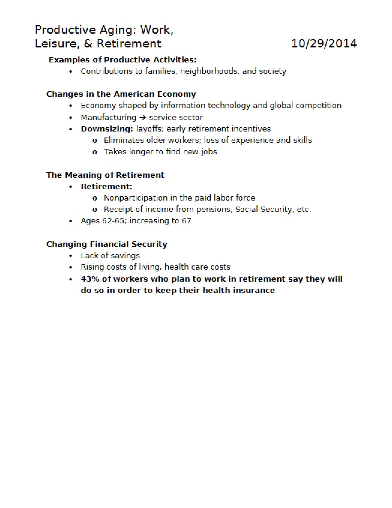 Productive Aging Overview