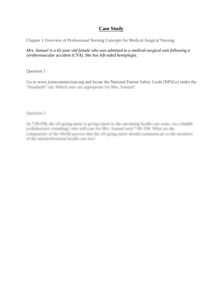Professional Nursing Concepts for Medical-Surgical