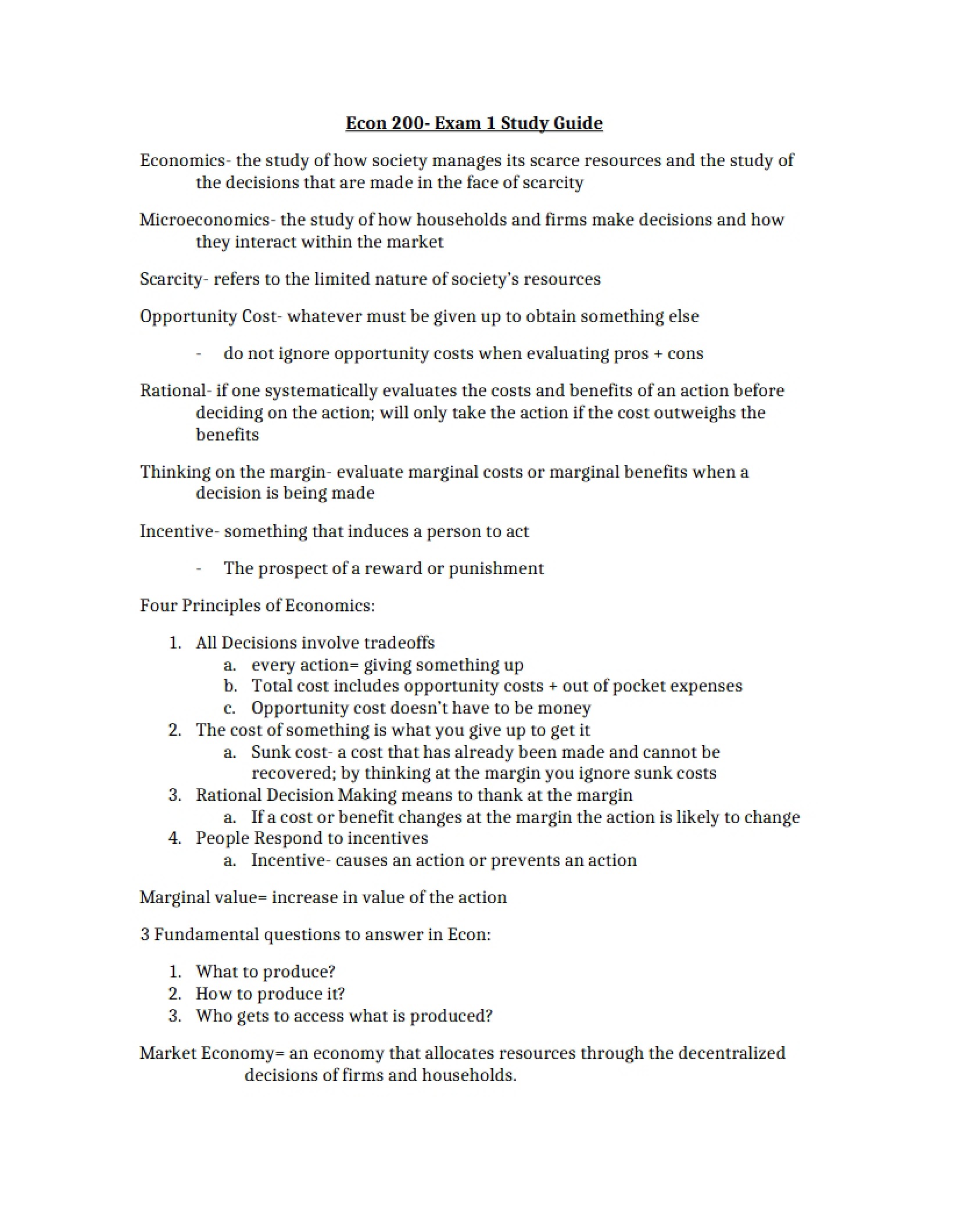 Study Guide for First Exam