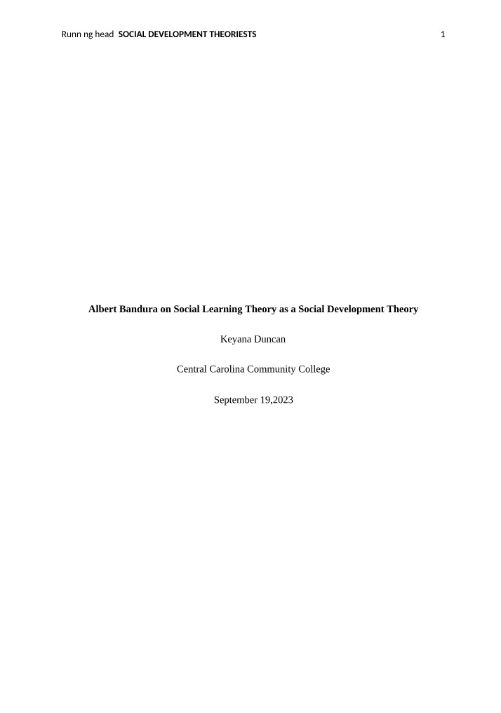 Social Learning Theory as a Social Development Theory - Albert Bandura