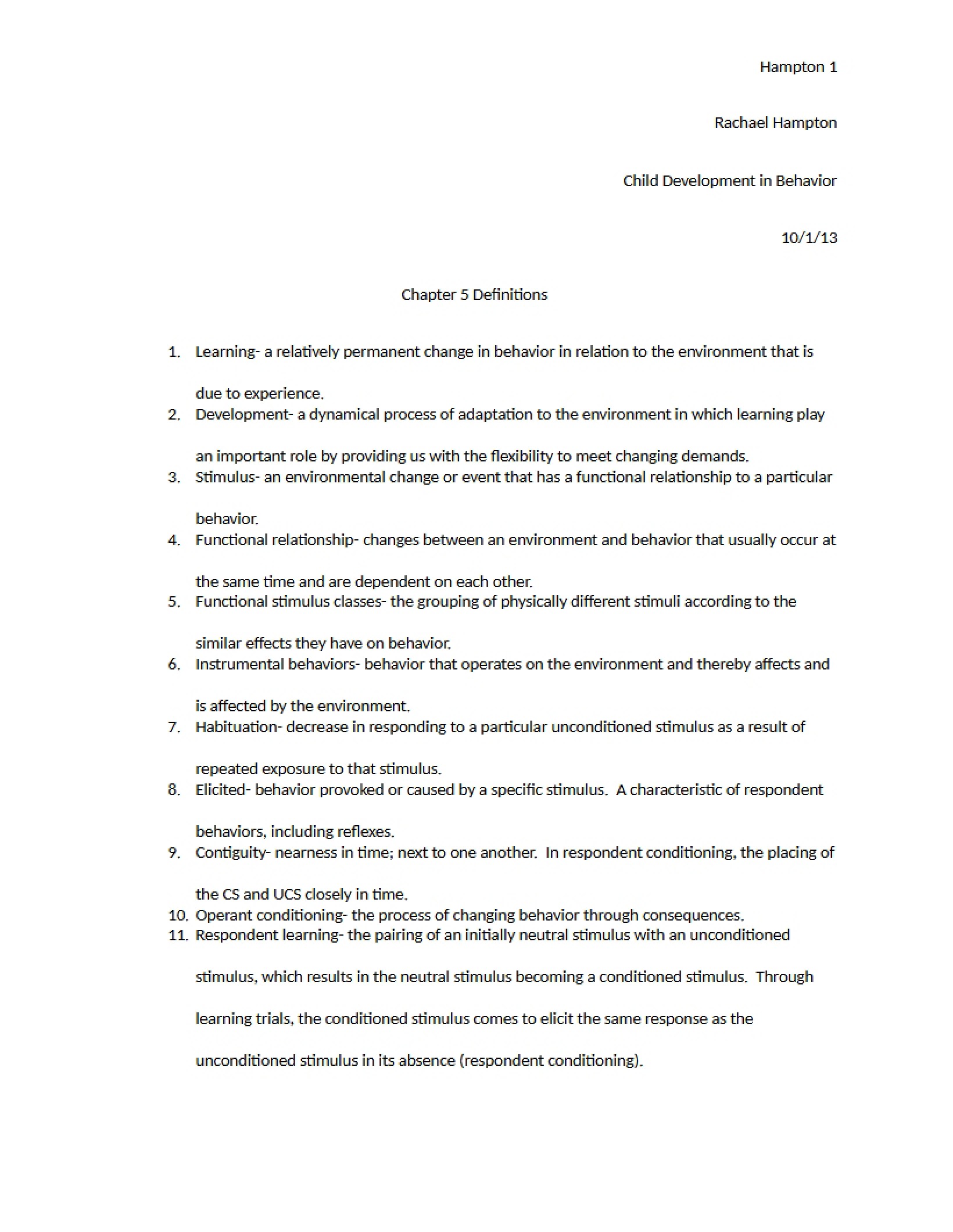 Definitions Chapter Five