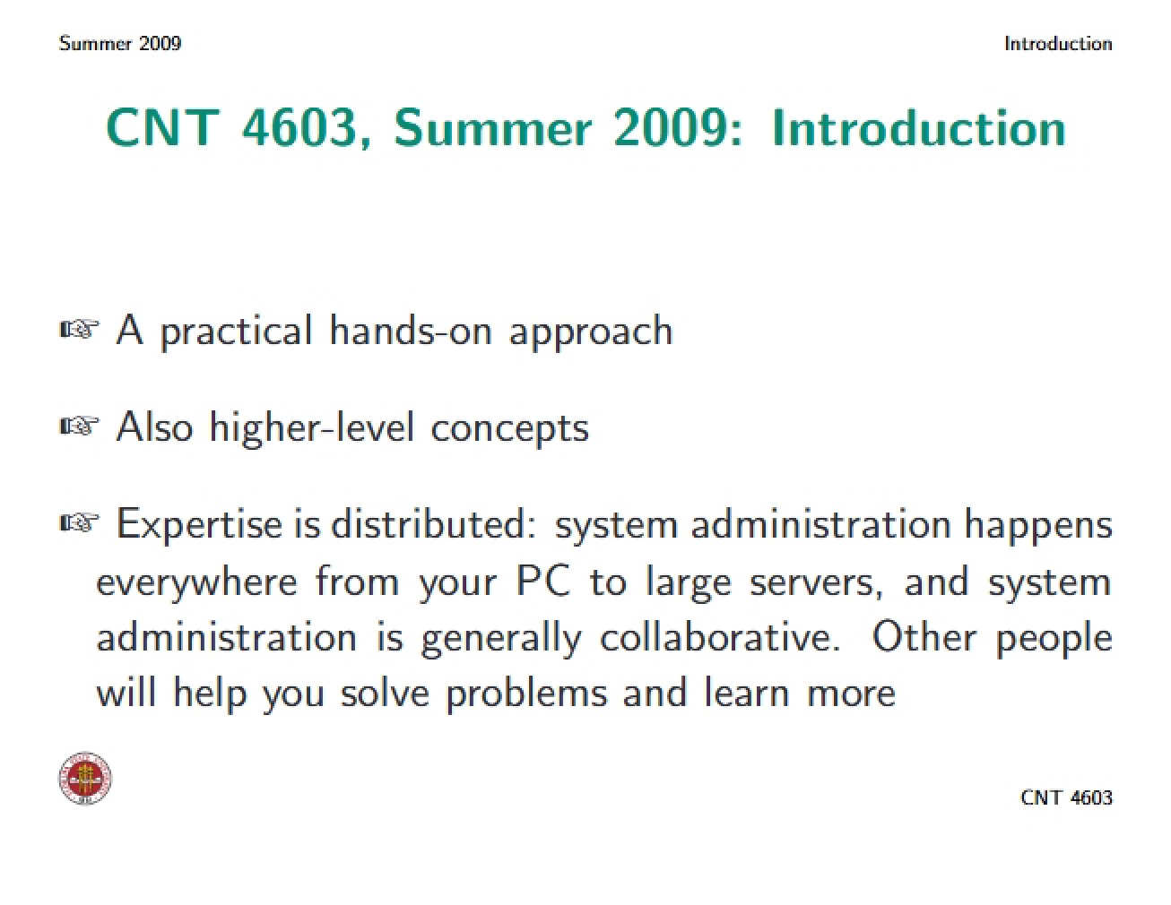 Introductory Lecture Notes for System Administration
