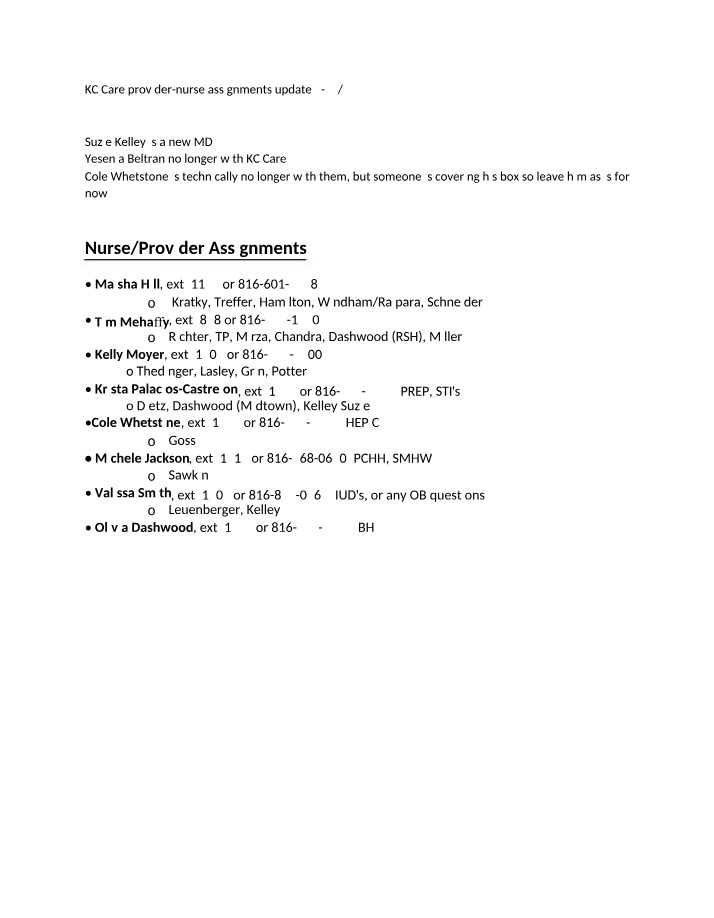 4-24-23 Update - KC Care Provider and Nurse Assignments