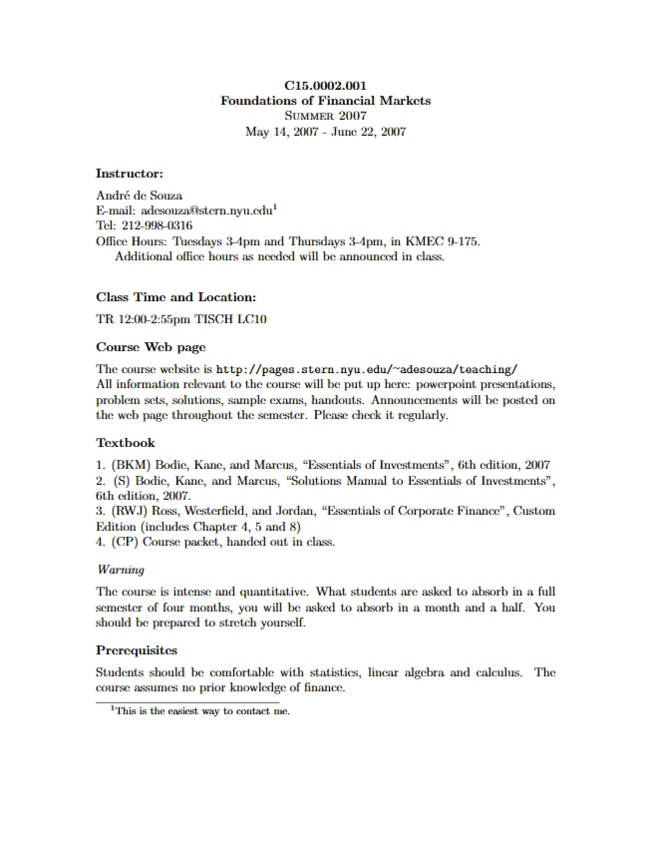 Syllabus for FINC-UB 0002
