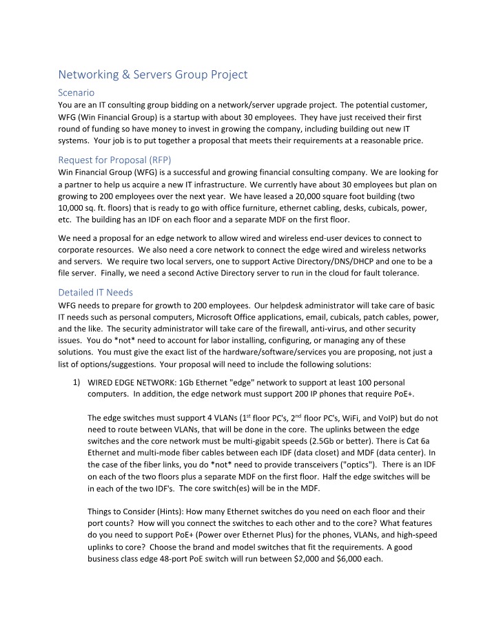 NetworkServer Upgrade for Win Financial Group Meeting Proposal