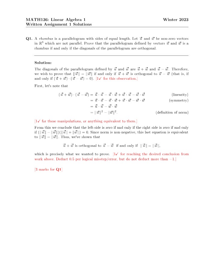 Written Assignment 1 Solutions - MATH136 Winter 2023