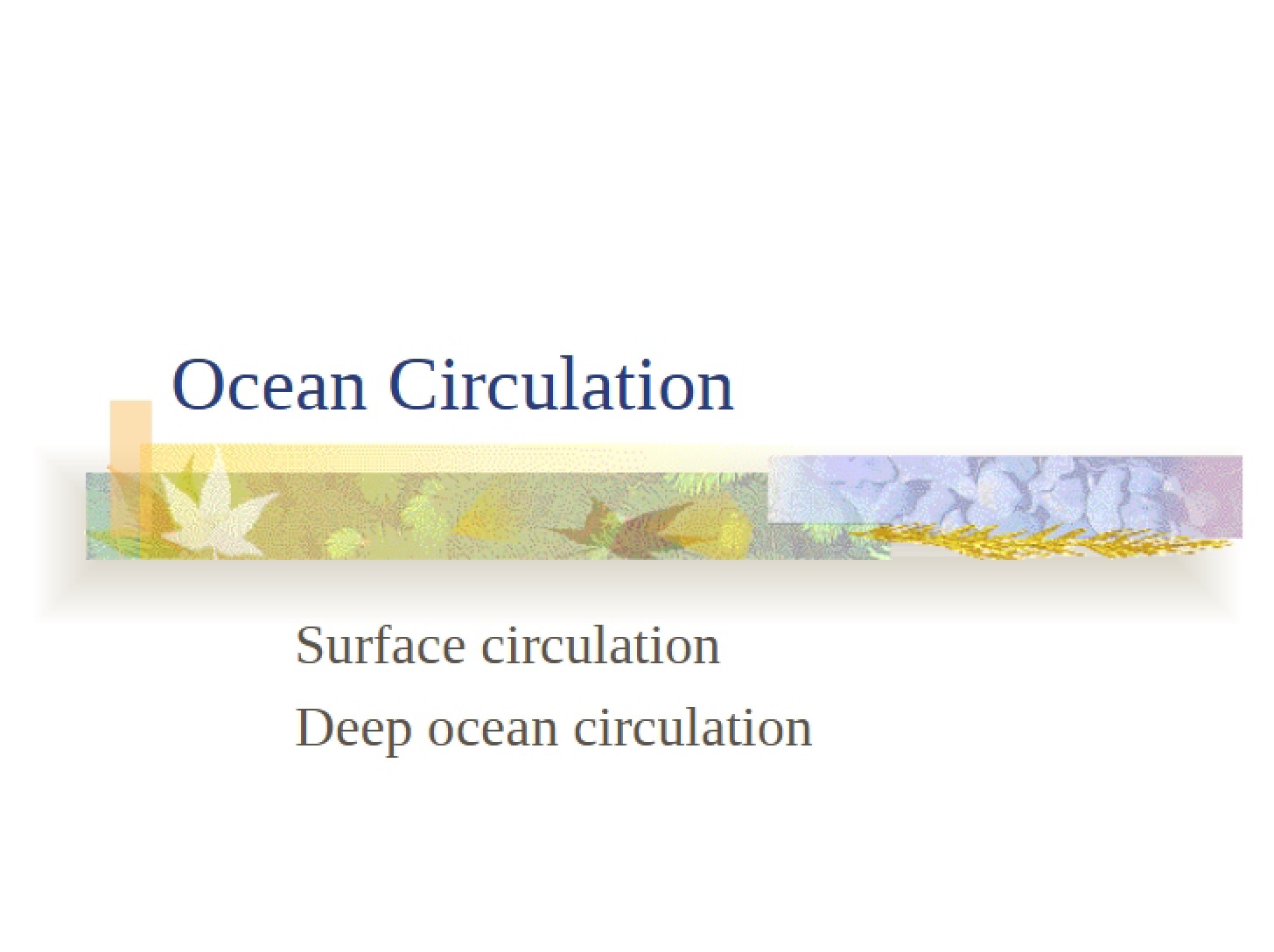 Circulation of the Ocean