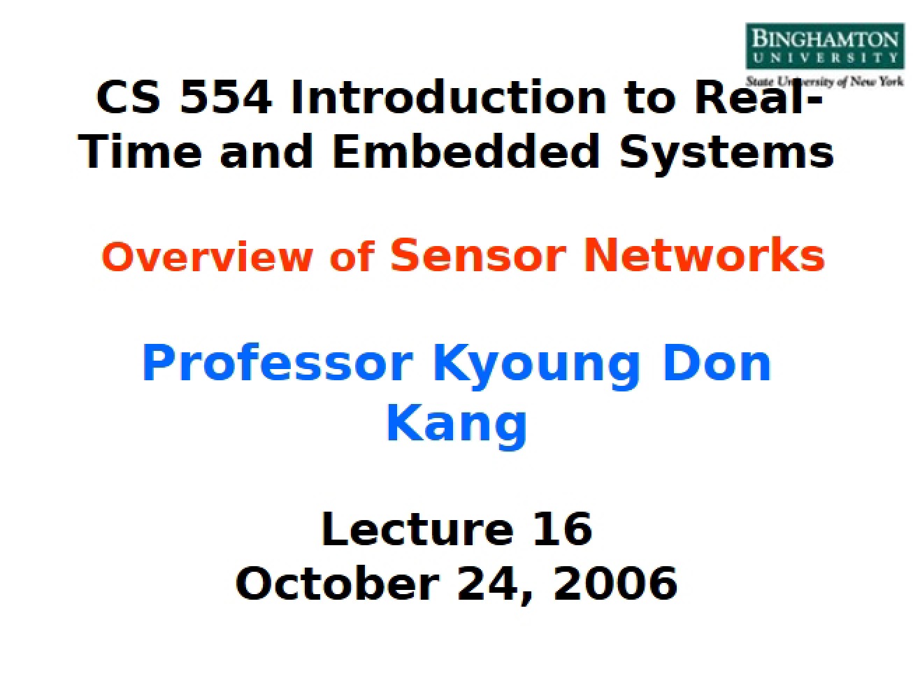 Sensor Networks Overview