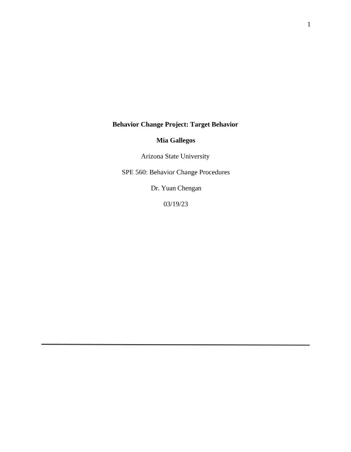 Behavior Change Project Target Behavior Analysis