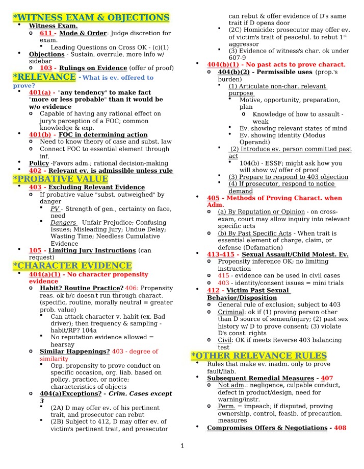 Witness Examination Rules, Objections, and Foundations