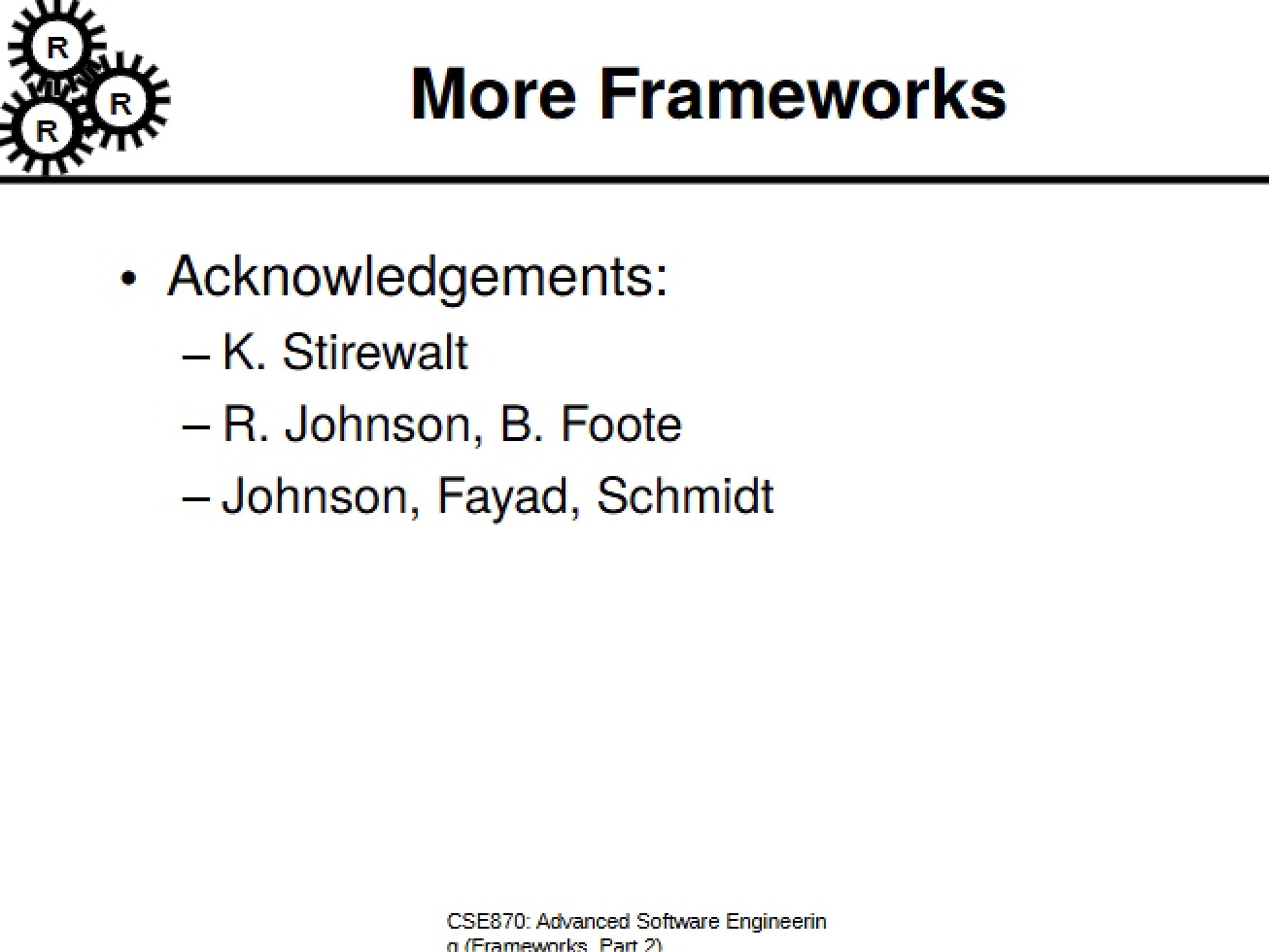 Software Frameworks