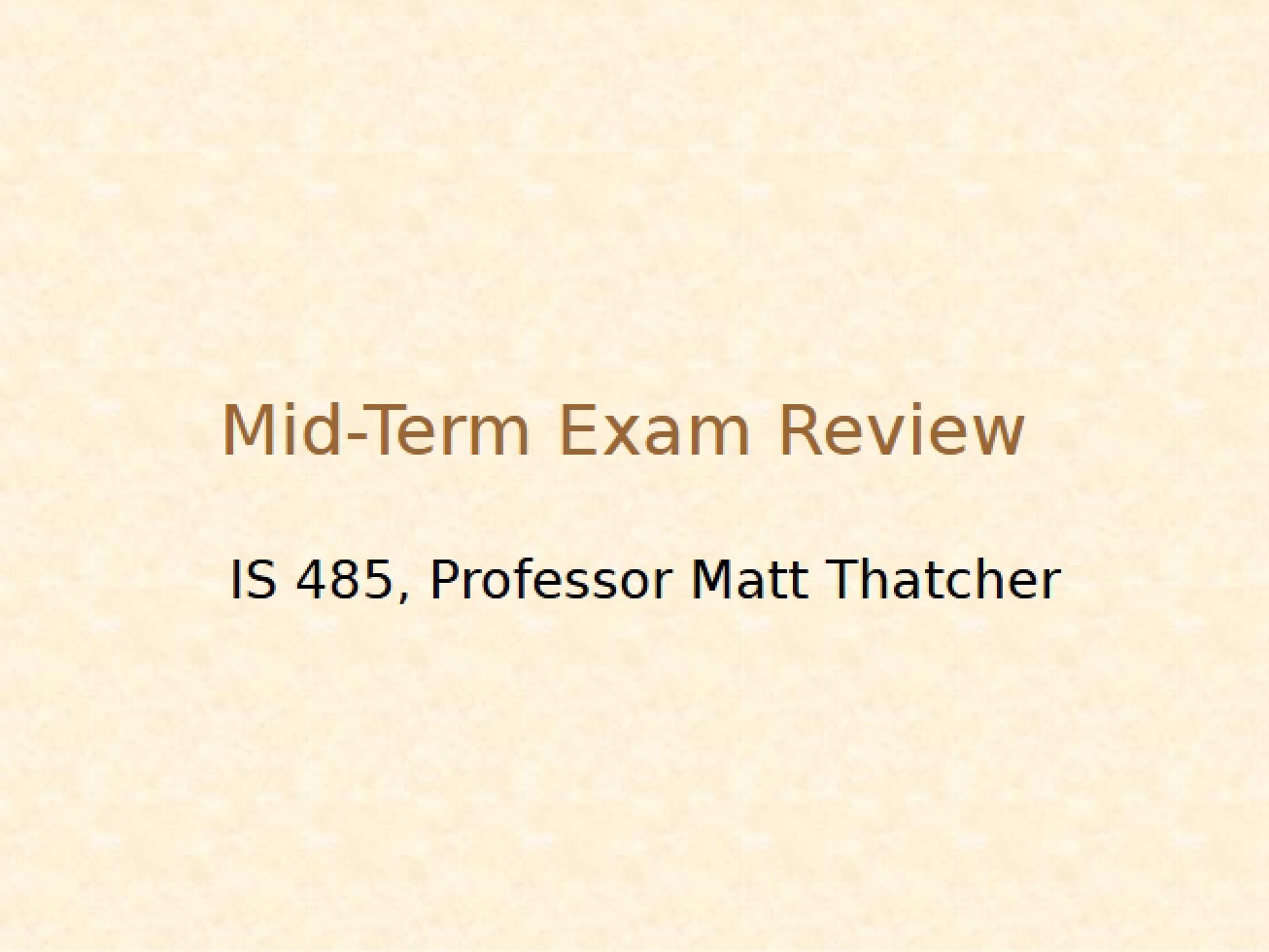 Review for Midterm