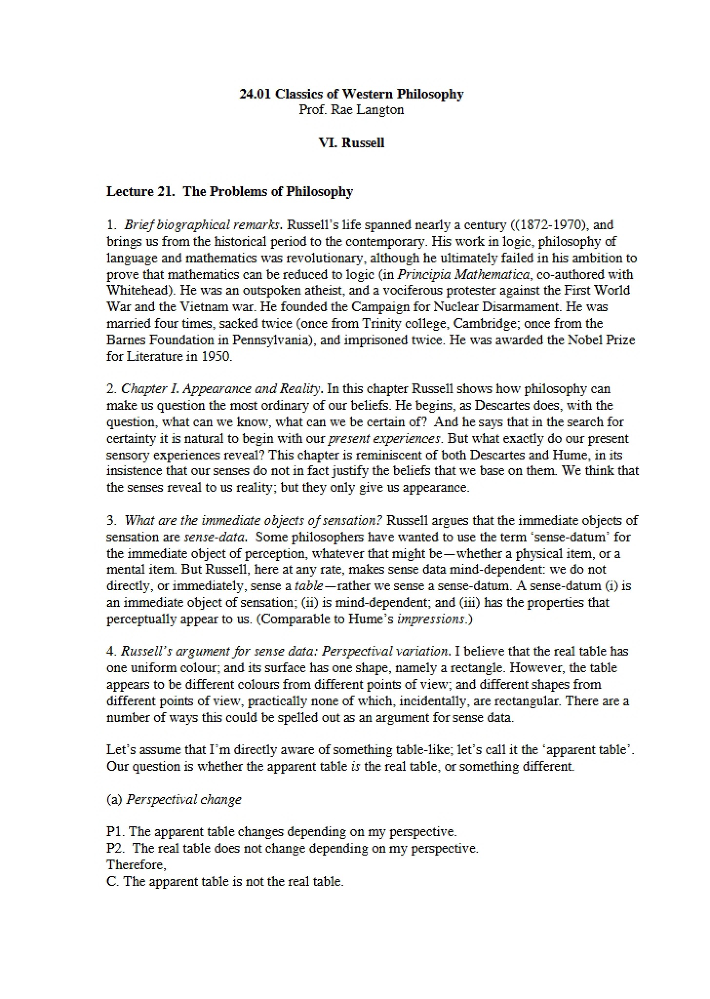 Philosophical Problems Overview