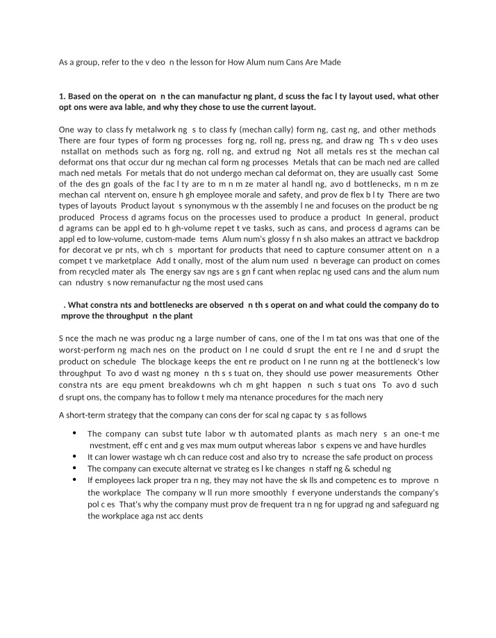 Aluminum Can Manufacturing Analysis